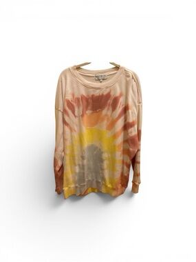 Wildfox Peach, Yellow & Rust Tie-Dye Crewneck Sweatshirt